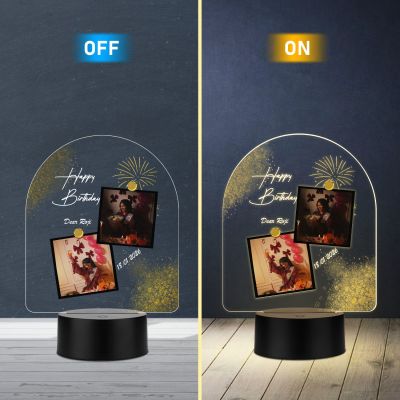 Personalized Acrylic Printed Happy Birthday LED Table Lamp with Warm White Light Birthday Gift for Girlfriend, Wife, Cousin , Sister, Family & Friends